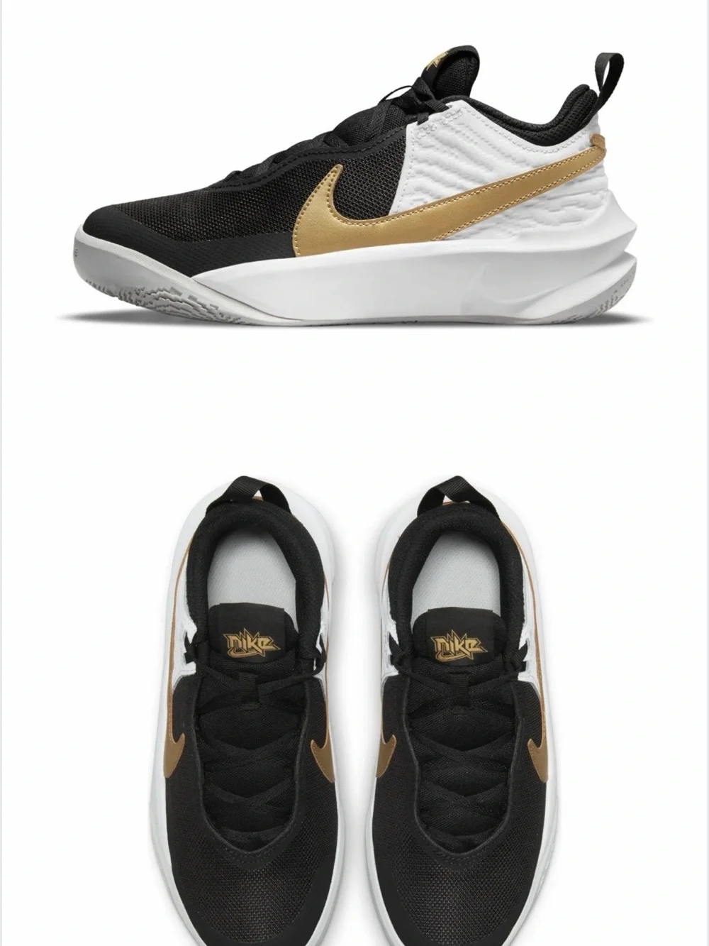 Nike Low-Top Sneaker in Black, White, Gold hustled x basketball boys shoe 4y new